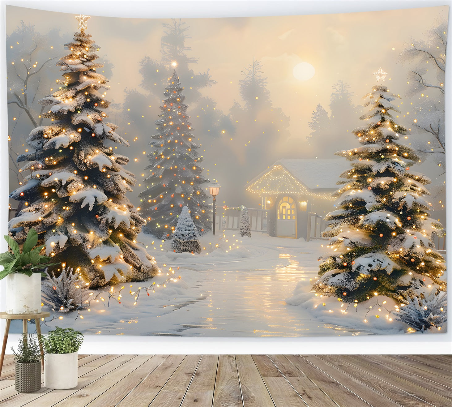 Sfondo Del Sentiero Invernale Incantato Di Natale RR7-615