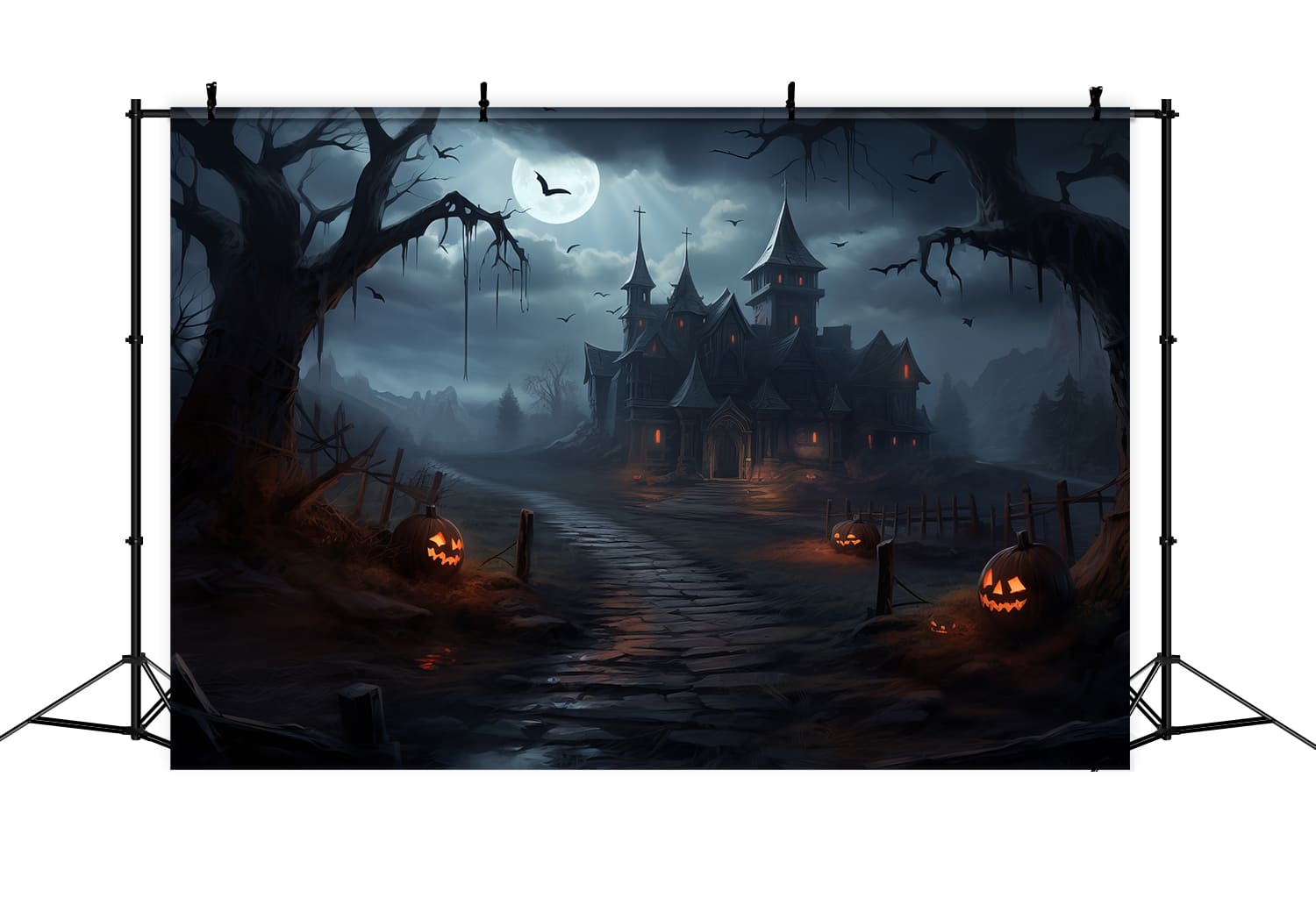 Sfondo Di Zucche Del Cimitero Spaventoso Di Halloween RR7-62