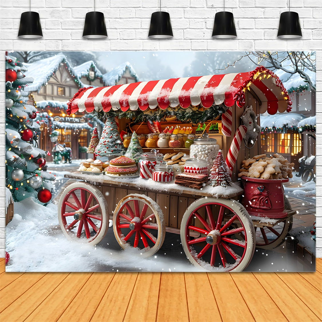 Sfondo Del Carrello Dei Dolcetti Del Mercatino Di Natale RR7-621