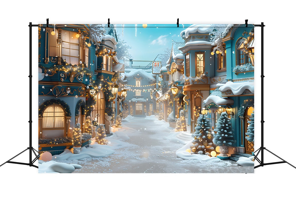 Sfondo Del Villaggio Innevato Incantato Di Natale RR7-644