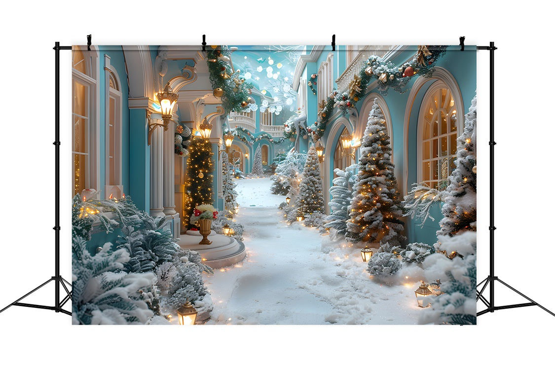 Sfondo Del Cortile Innevato Incantato Di Natale RR7-645