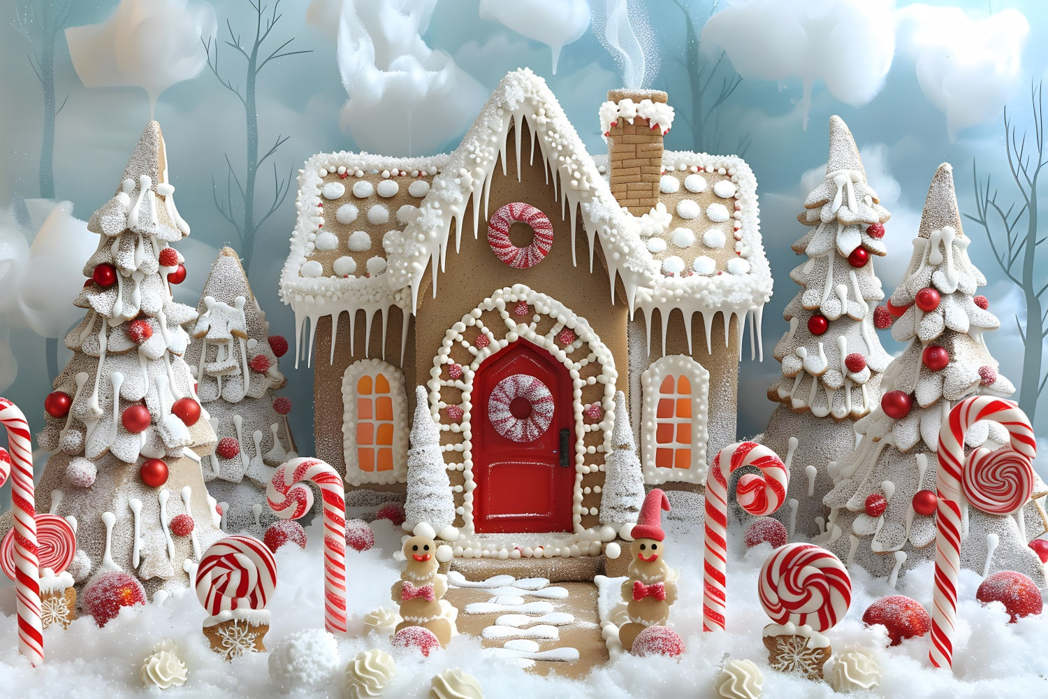 Sfondo Natalizio Della Casa Di Marzapane Di Candyland RR7-657