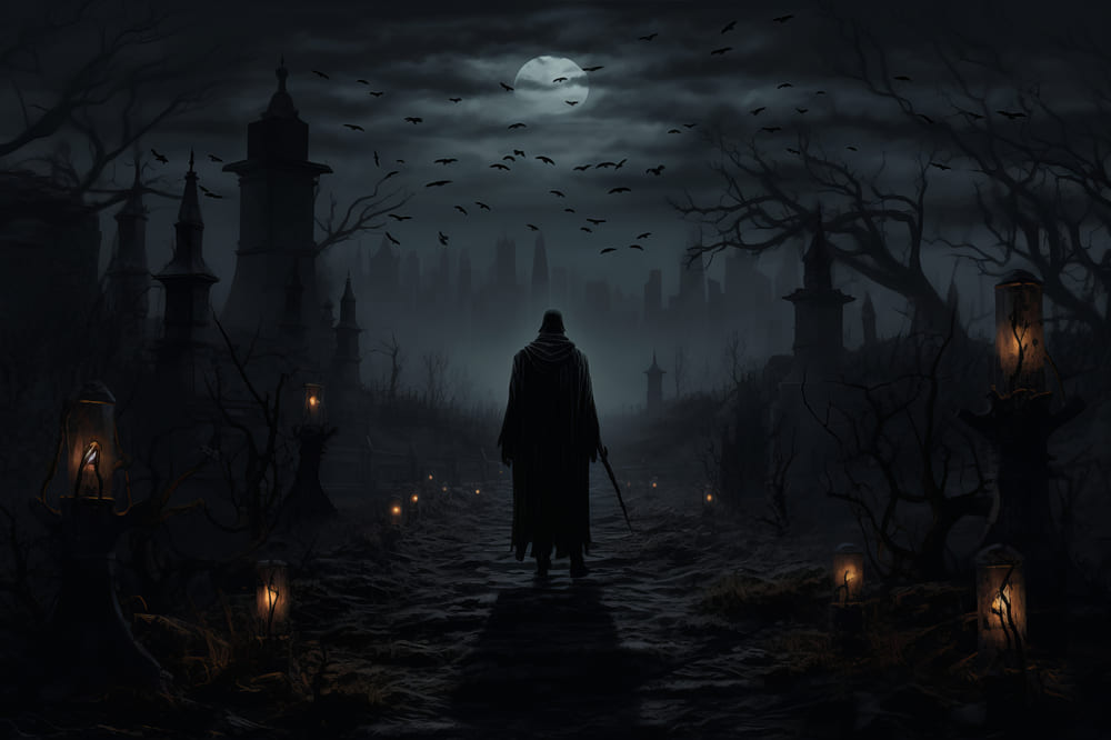 Sfondo Del Fantasma Errante Della Notte Di Halloween RR7-66