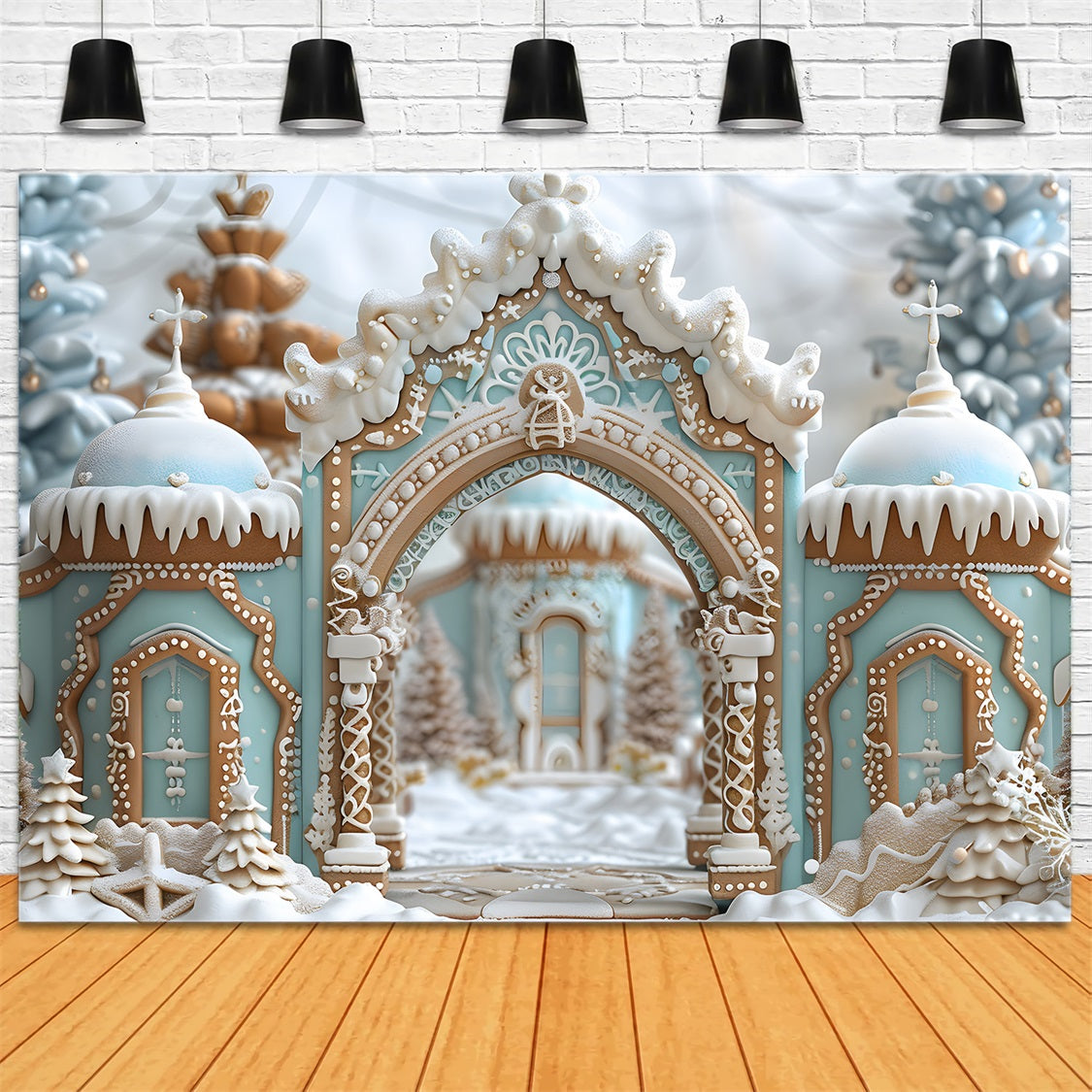 Sfondo Dell'Arco Del Palazzo Di Pan Di Zenzero Di Natale RR7-660