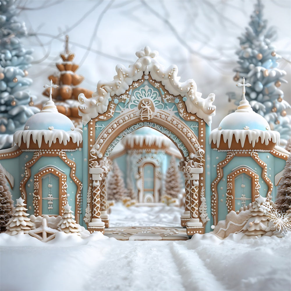 Sfondo Dell'Arco Del Palazzo Di Pan Di Zenzero Di Natale RR7-660