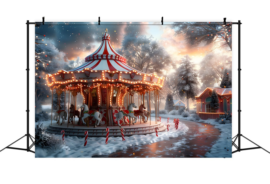 Sfondo Di Natale Carousel Crepuscolo Winter Wonderland RR7-675