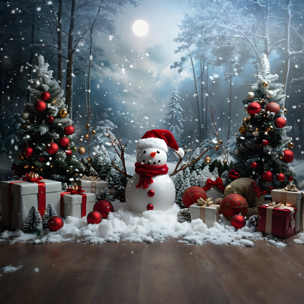 Sfondo Del Paese Delle Meraviglie Della Foresta Del Pupazzo Di Neve Di Natale RR7-685