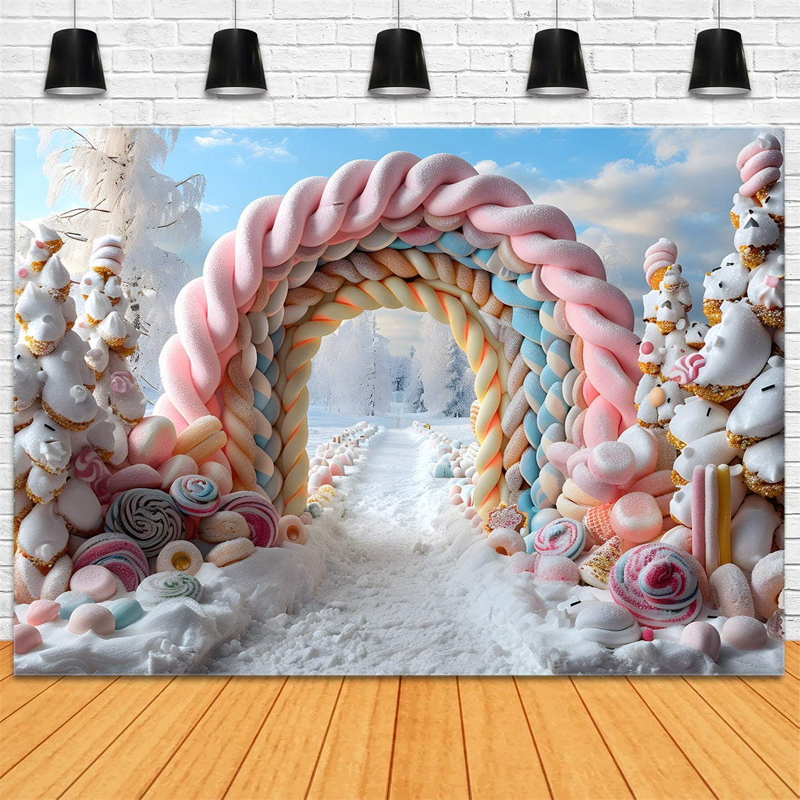 Sfondo Natalizio Elegante Con Lanterne Innevate Per Ingresso RR7-701