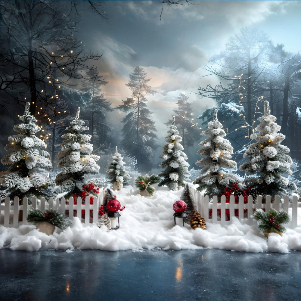 Sfondo Del Paese Delle Meraviglie Della Foresta Invernale Di Natale RR7-706