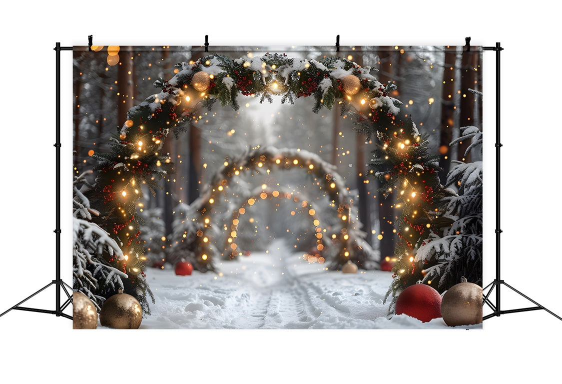 Sfondo Dell'Arco Della Foresta Innevata Di Natale RR7-708
