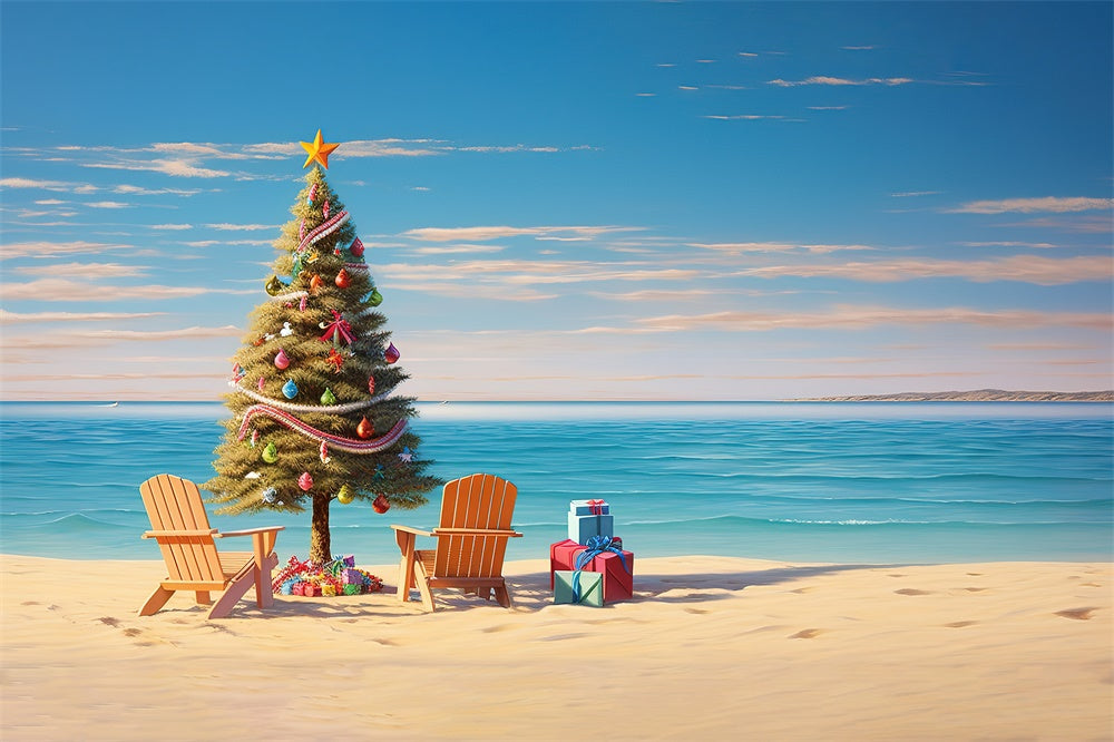 Sfondo Fotografico Per Albero Di Natale Mare E Spiaggia RR7-716