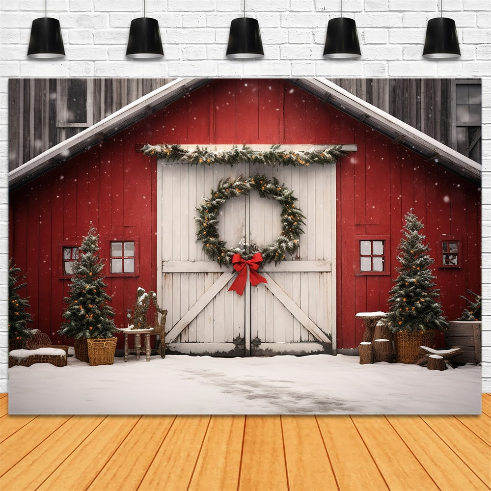 Sfondo Di Casa In Legno Con Ghirlanda Di Albero Di Natale RR7-722