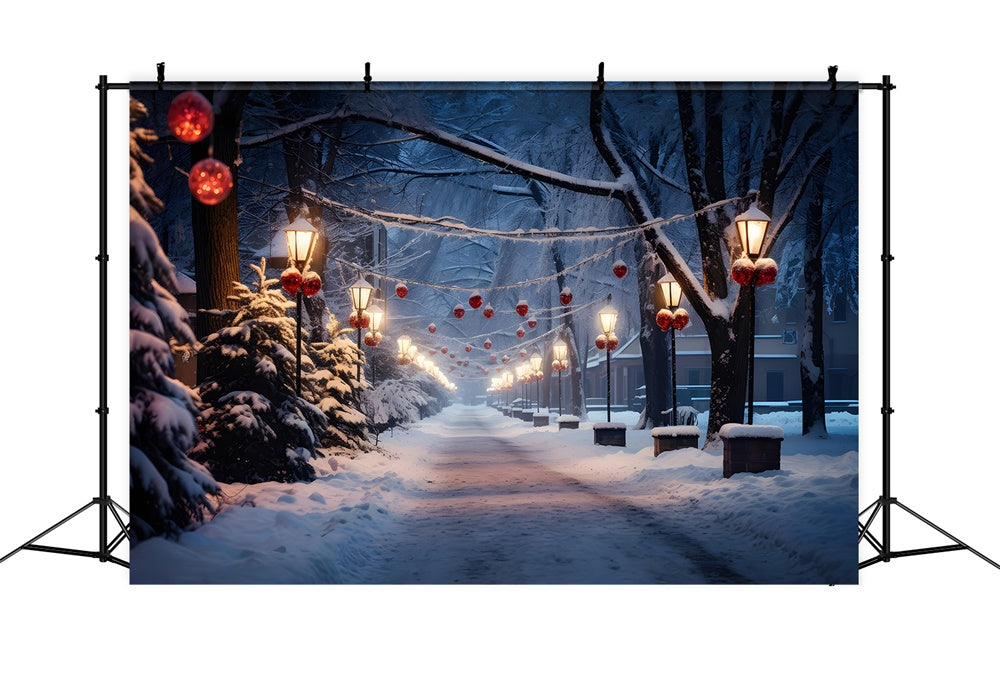 Sfondo Dell'Albero Di Natale Di Snowy Village Road RR7-735