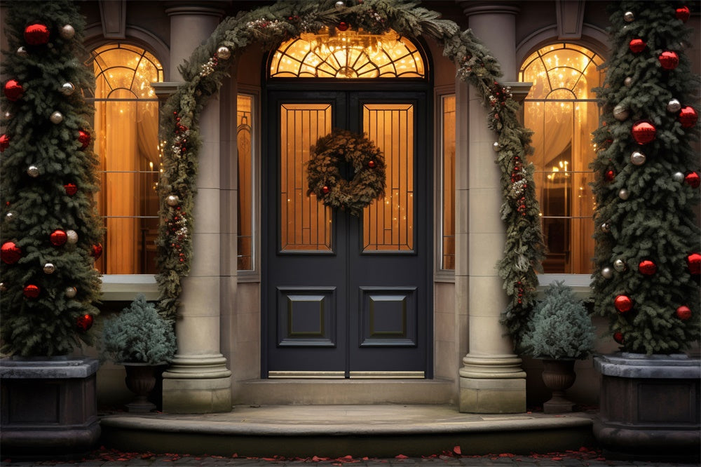 Sfondo Della Casa Decorata La Sera Di Natale RR7-759
