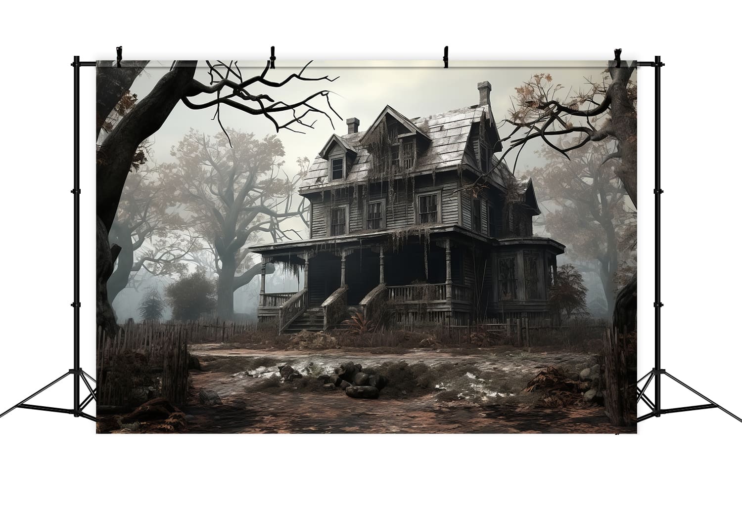 Sfondo Di Halloween Della Casa Stregata Abbandonata RR7-76