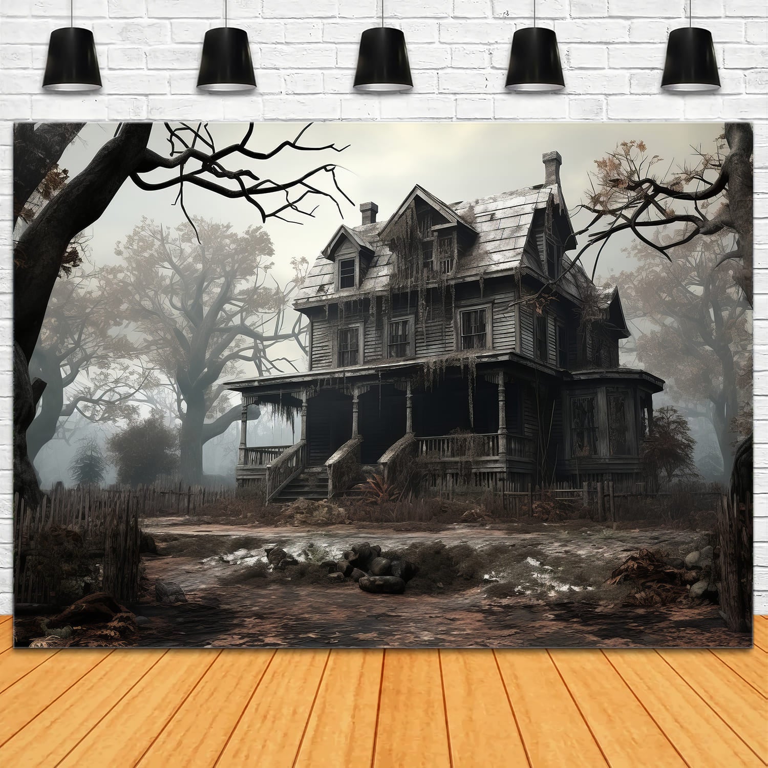 Sfondo Di Halloween Della Casa Stregata Abbandonata RR7-76