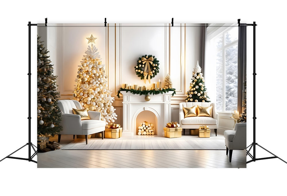 Sfondo Luminoso Con Ghirlanda Di Camino Per Albero Di Natale RR7-768