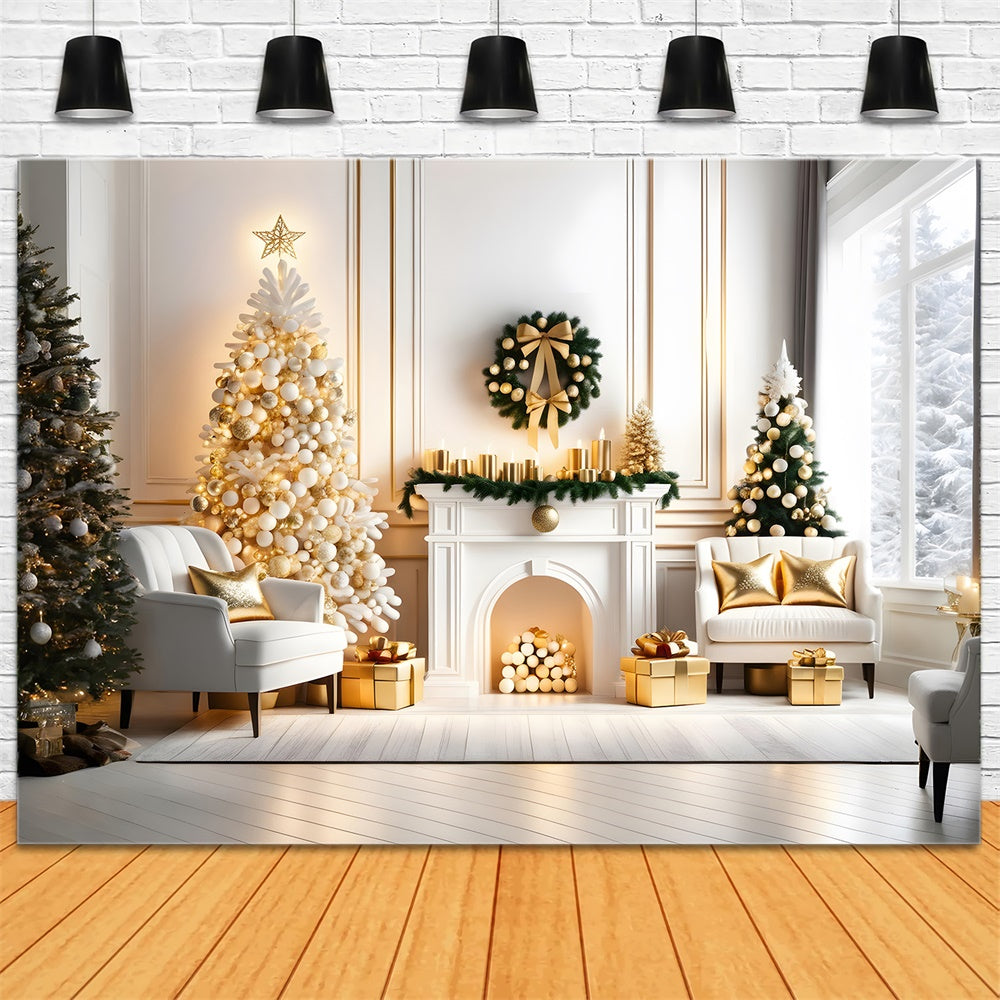 Sfondo Luminoso Con Ghirlanda Di Camino Per Albero Di Natale RR7-768
