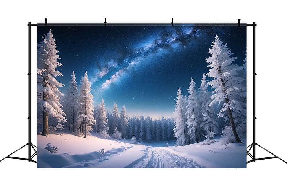 Sfondo Della Foresta Di Neve Della Notte Di Natale Invernale RR7-771