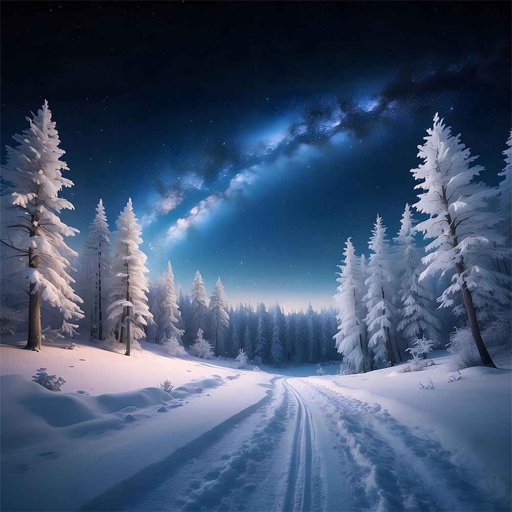 Sfondo Della Foresta Di Neve Della Notte Di Natale Invernale RR7-771
