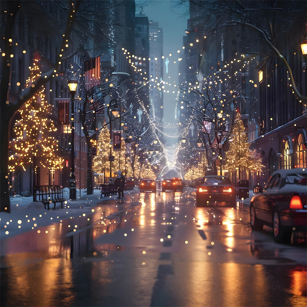Sfondo Di Luci Di Alberi Di Natale Street Night RR7-780