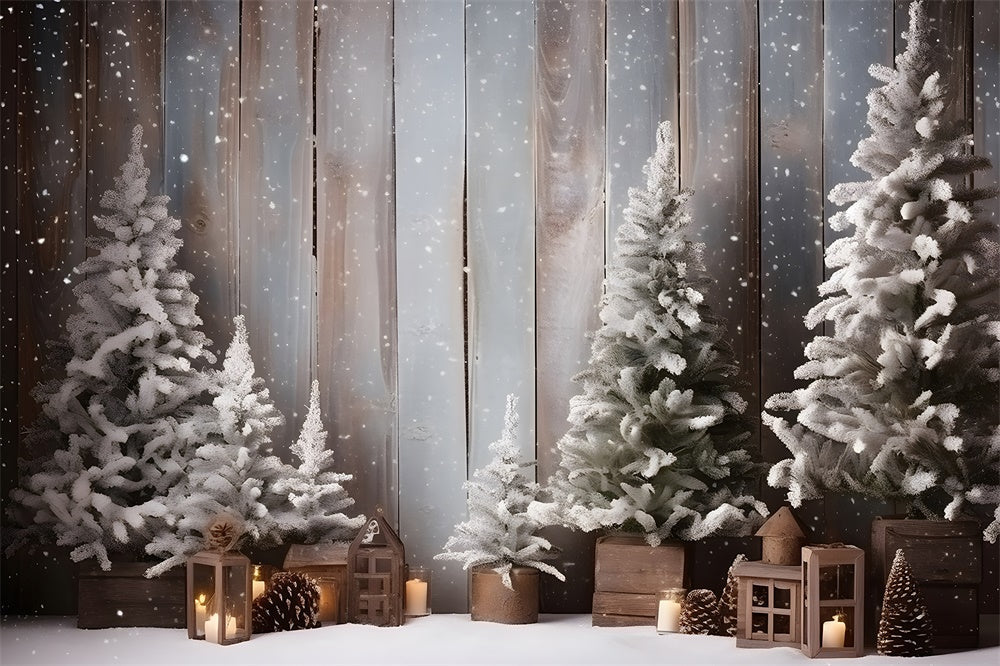 Sfondo In Legno Con Fiocco Di Neve Per Albero Di Natale RR7-781