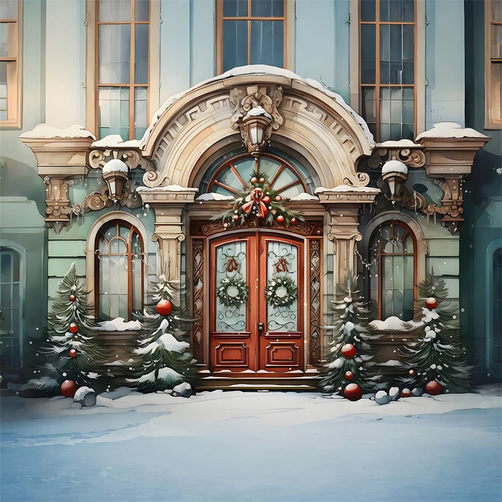 Sfondo Dell'Albero Della Casa Dell'Acquerello Di Natale RR7-787