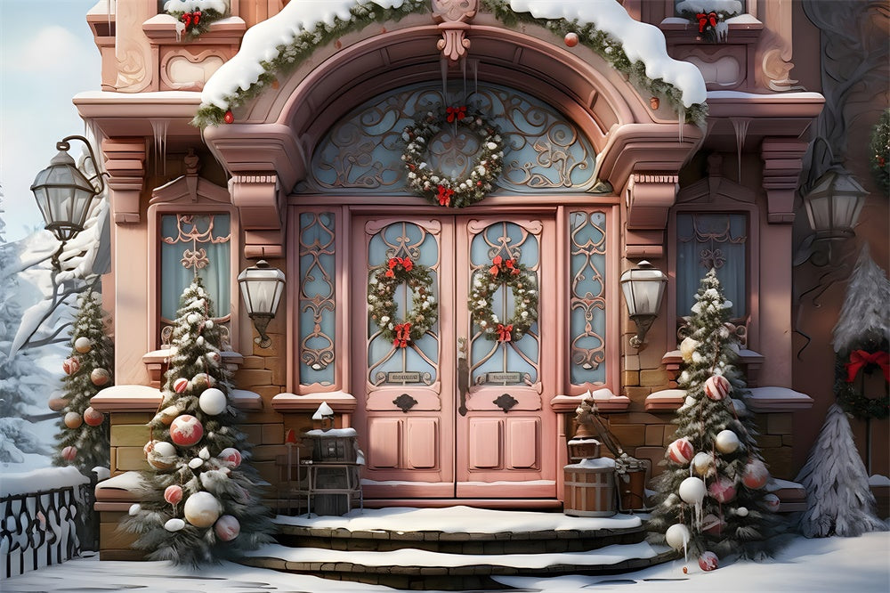Sfondo Fotografico Con Casa Natalizia Innevata RR7-788