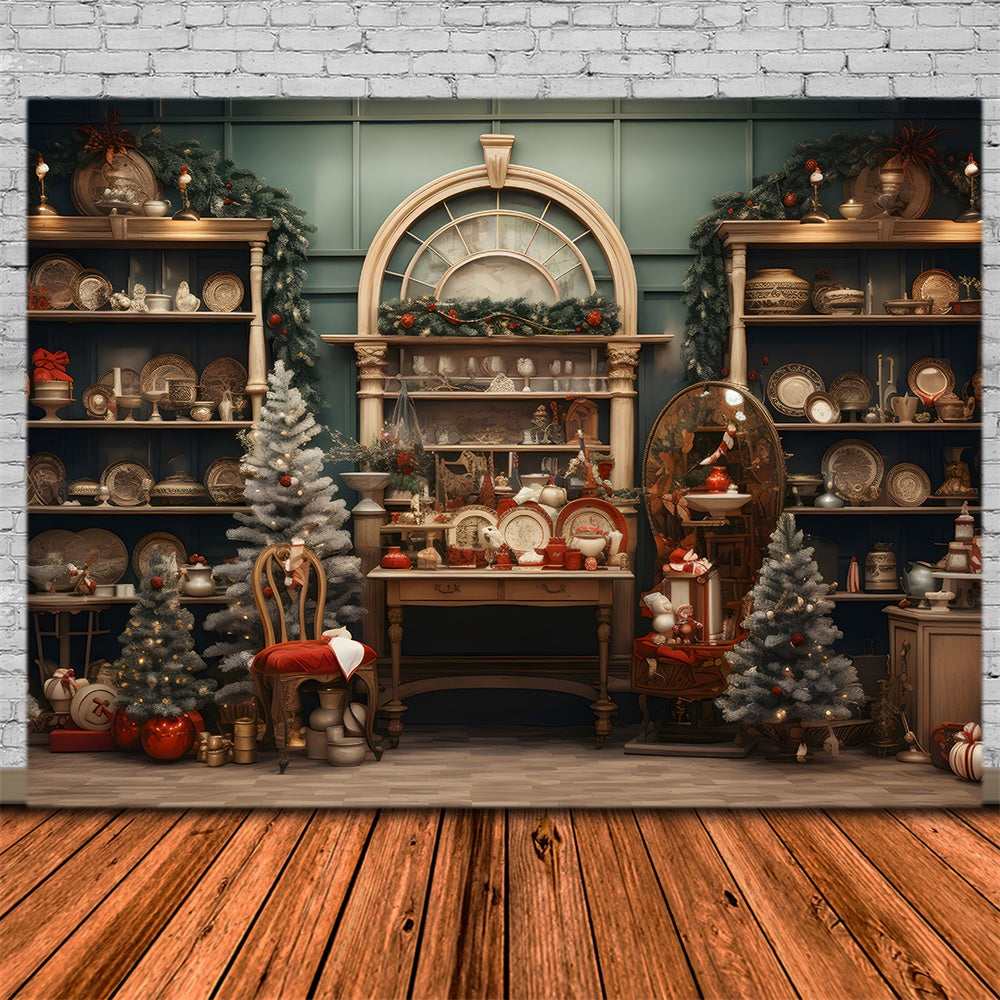 Sfondo Per Mensola In Legno Del Negozio Di Natale RR7-793