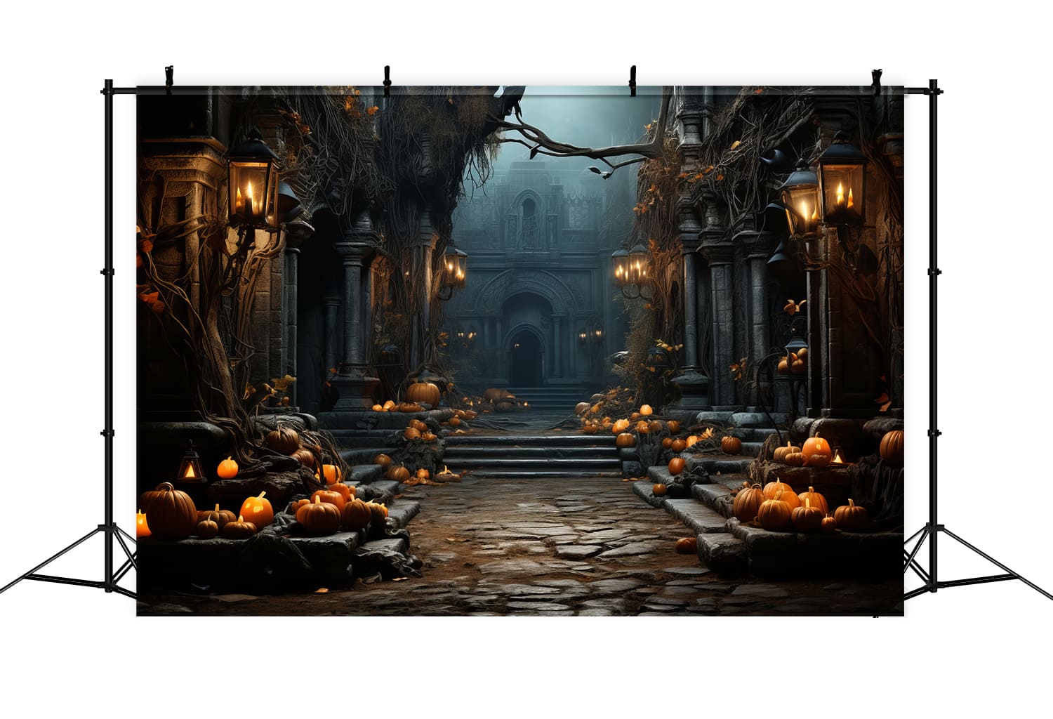 Sfondo Di Lanterne Di Zucca Di Halloween Mansion RR7-80
