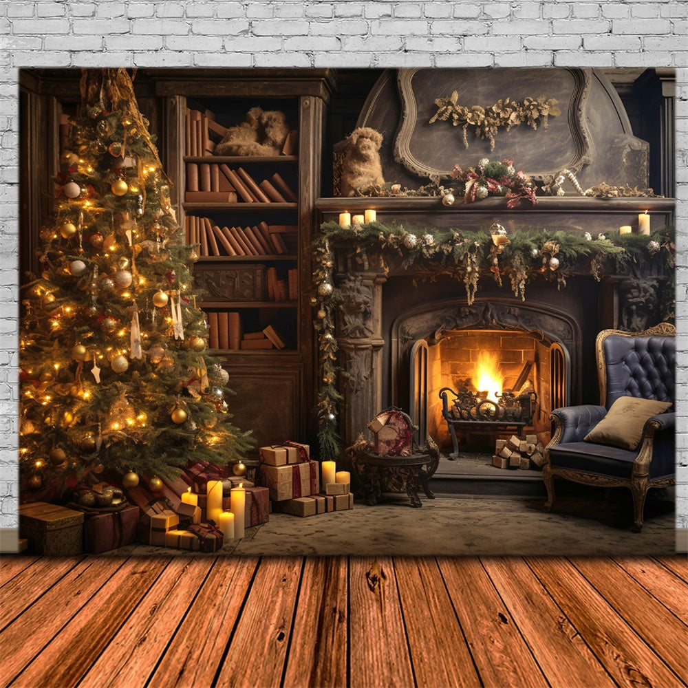 Sfondo Luminoso Con Camino Acceso Per Albero Di Natale RR7-804