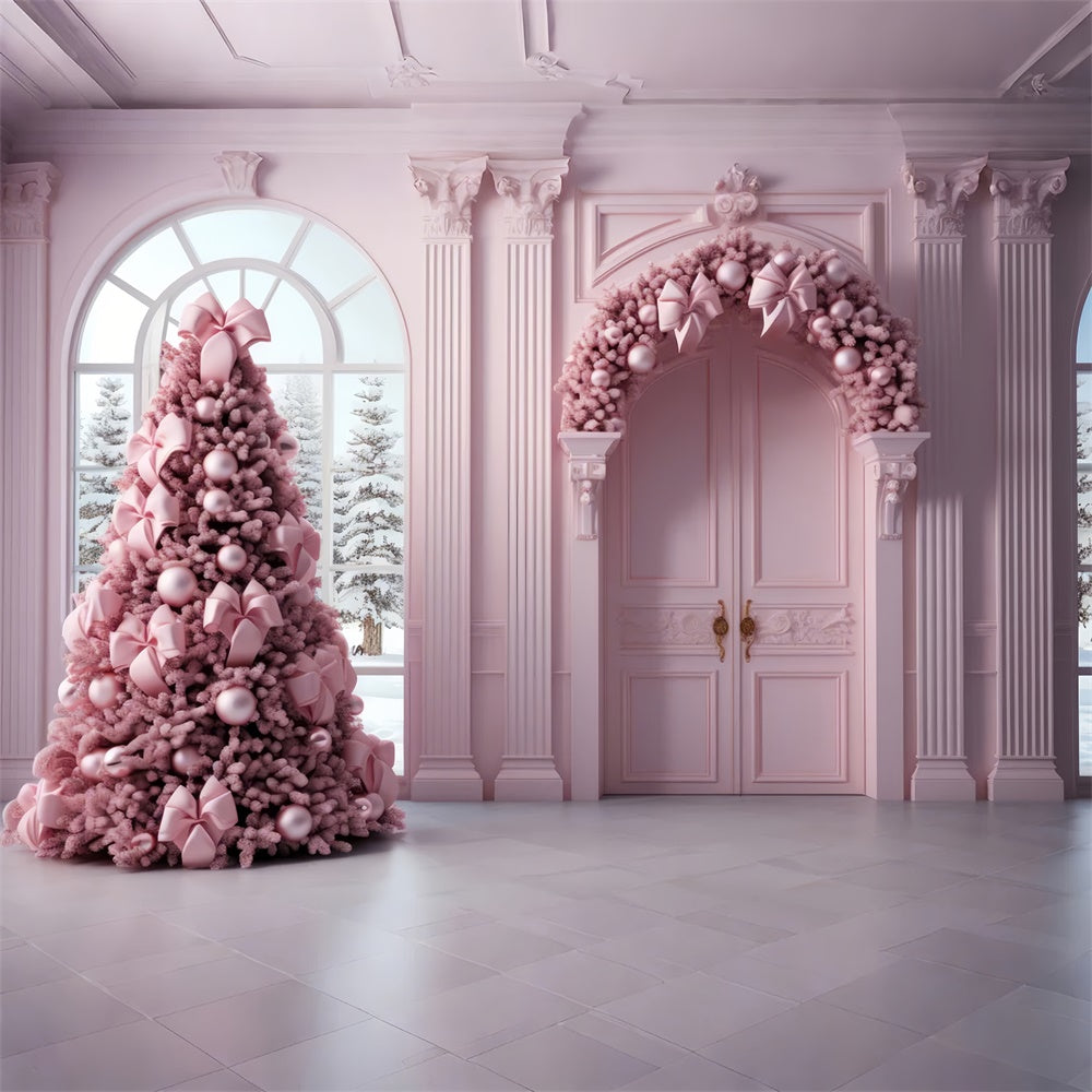 Sfondo Rosa Porta Ghirlanda Albero Di Natale RR7-823