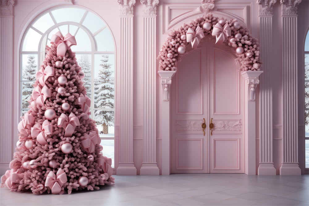 Sfondo Rosa Porta Ghirlanda Albero Di Natale RR7-823