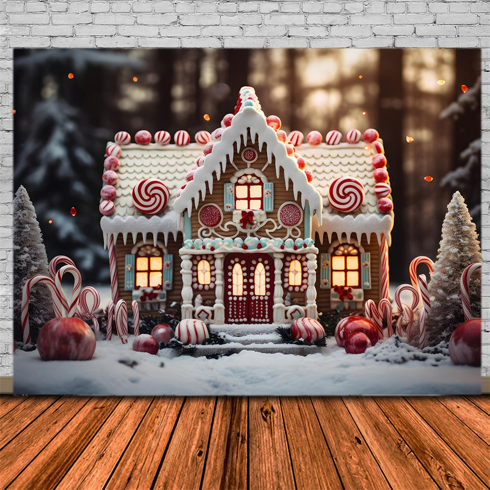 Sfondo Di Christmas Snow Forest Candy House RR7-838