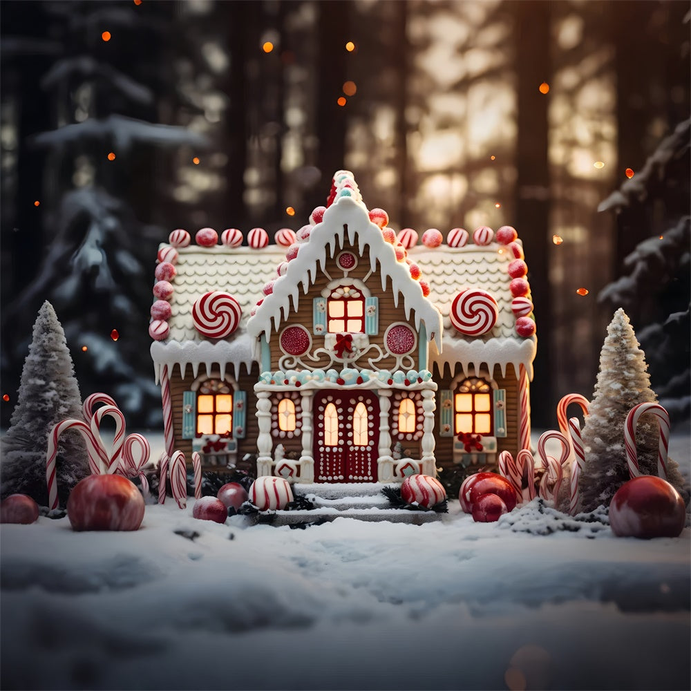 Sfondo Di Christmas Snow Forest Candy House RR7-838