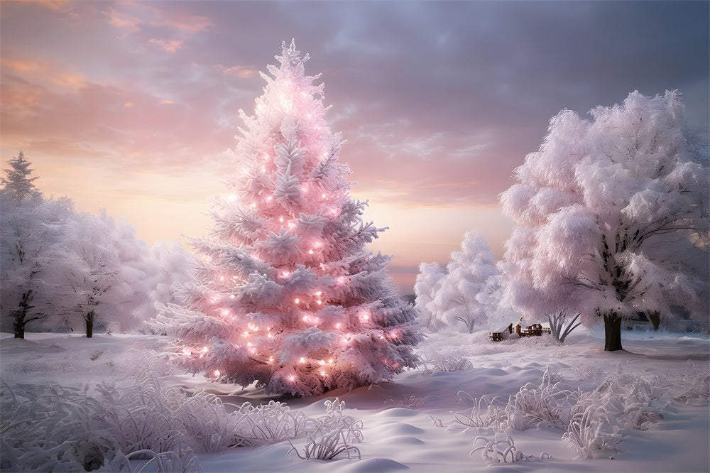 Sfondo Di Alberi Di Natale Rosa Del Paese Delle Meraviglie Della Neve RR7-850