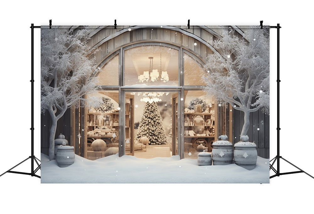 Sfondo Di Paesaggi Innevati Per Vetrine Di Natale RR7-851