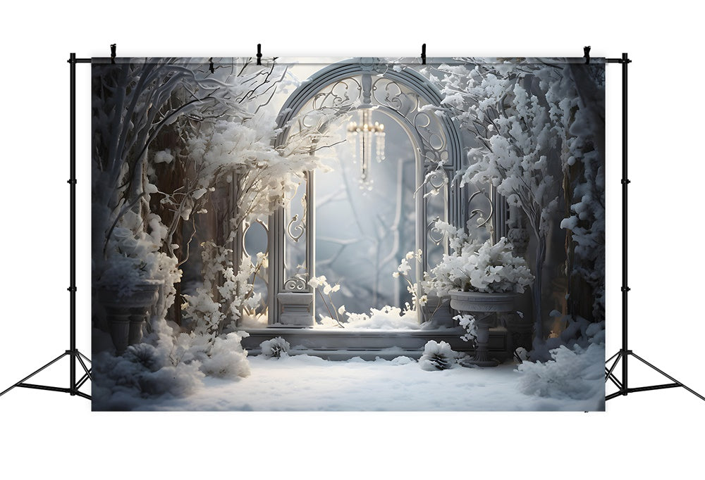 Sfondo Del Paese Delle Meraviglie Della Neve Dell'Albero Di Natale RR7-852