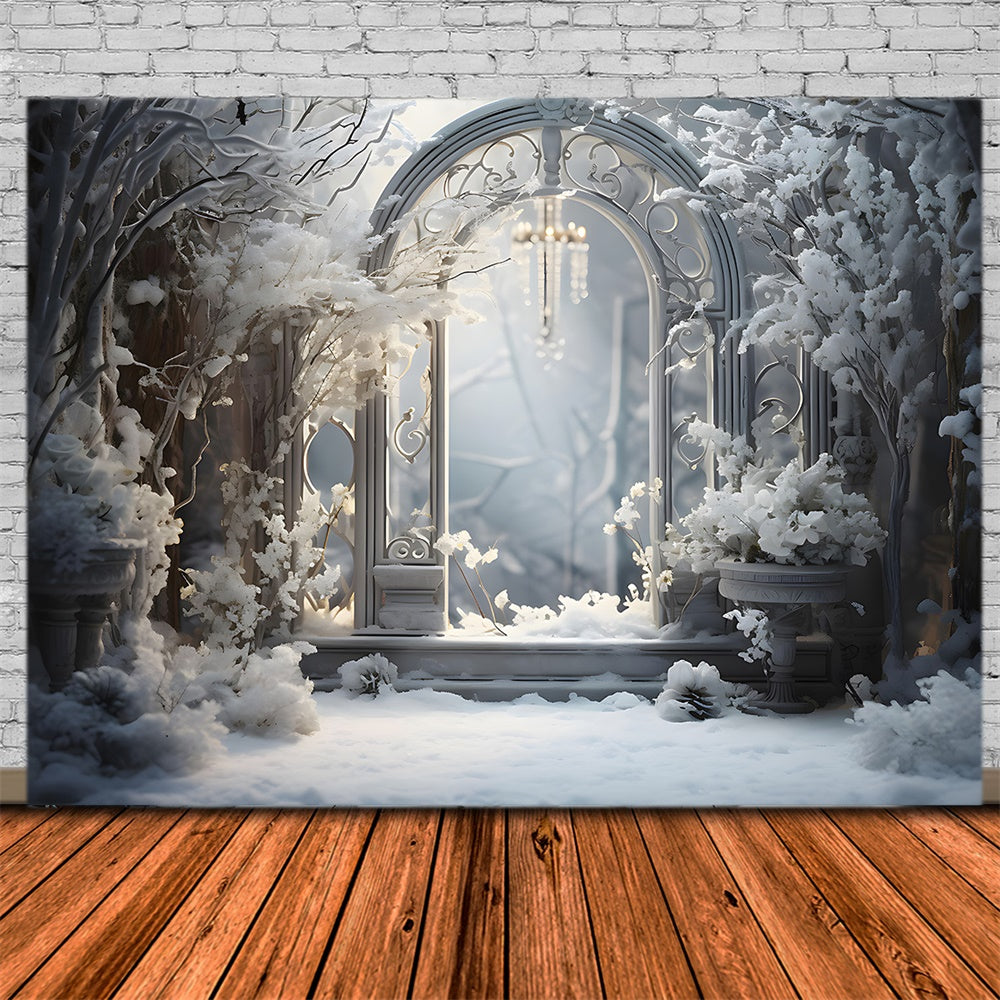 Sfondo Del Paese Delle Meraviglie Della Neve Dell'Albero Di Natale RR7-852