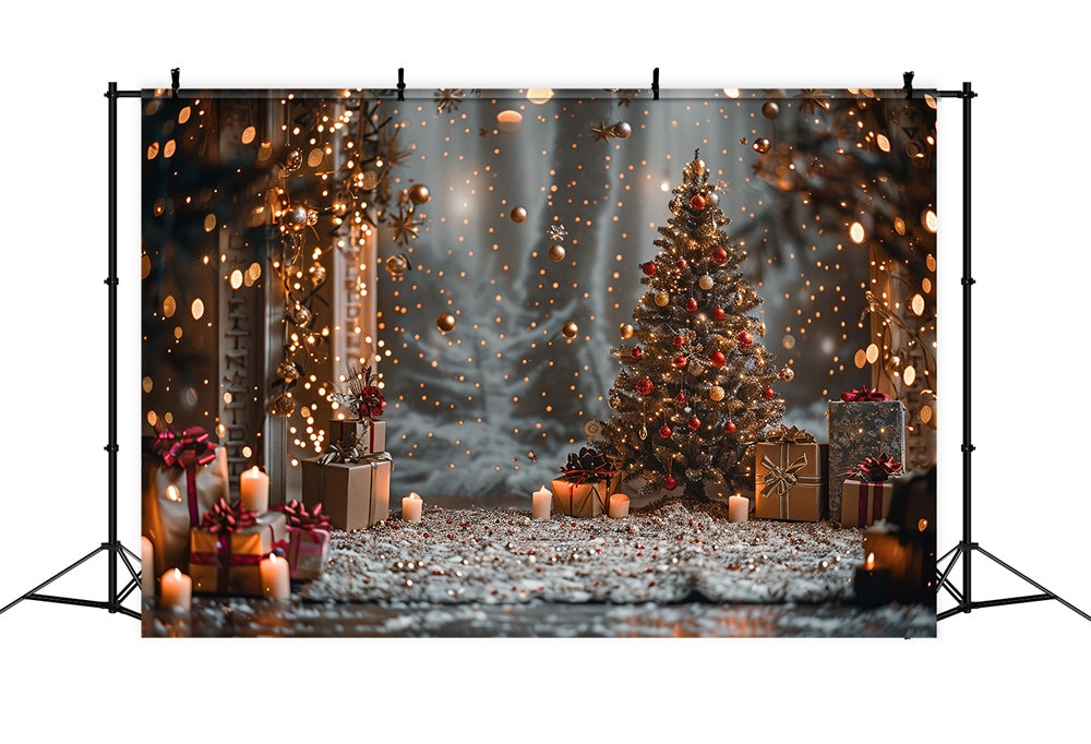 Sfondo Bokeh Con Candele Per Albero Di Palle Di Natale RR7-859