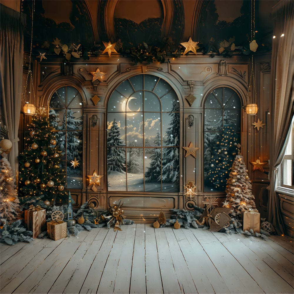 Porta Di Natale Con Vista Sulla Foresta Innevata Sullo Sfondo RR7-864