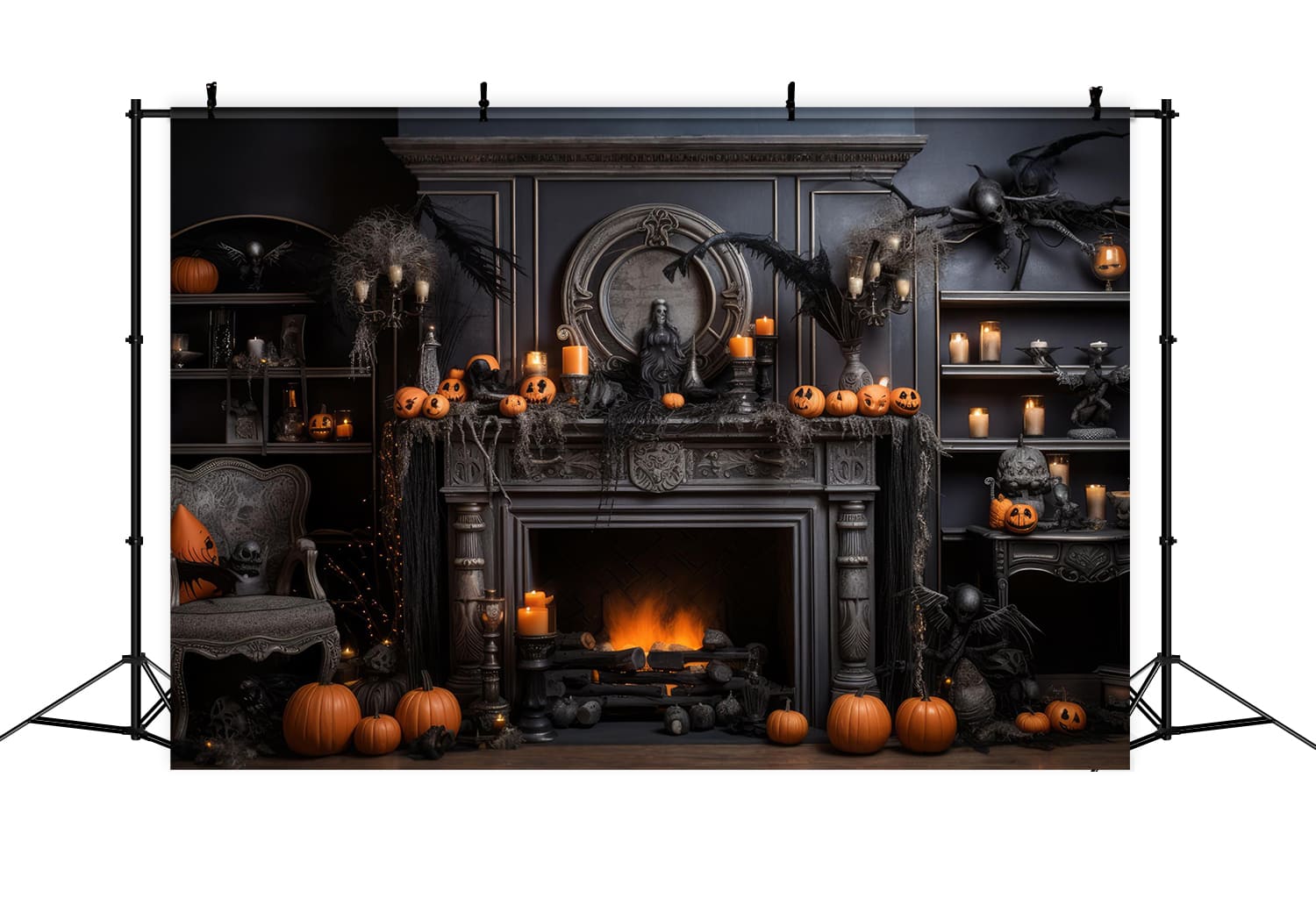 Sfondo Di Candele Di Zucche Di Camino Di Halloween RR7-97