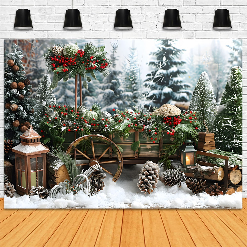 Alberi Di Natale Inverno Neve Pigne Sfondo RR8-1