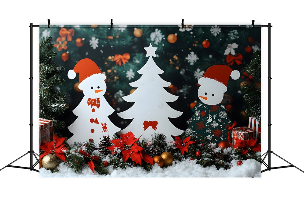 Sfondo Di Fiocchi Di Neve Di Fiori Di Natale Poinsettia RR8-102