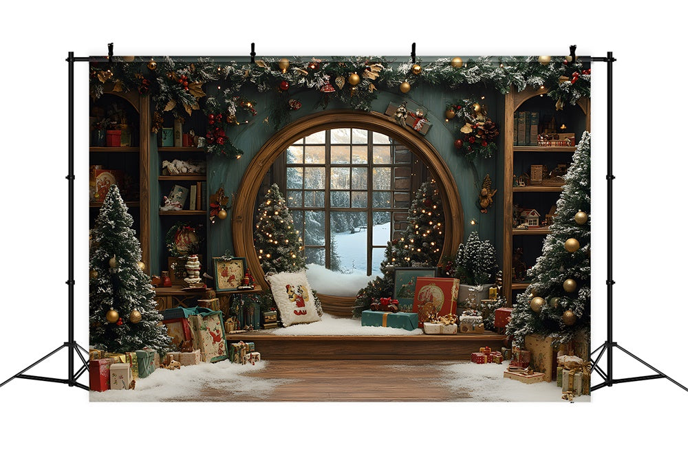 Sfondo Della Finestra Della Stanza Delle Scatole Regalo Di Natale RR8-107