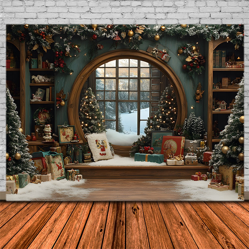 Sfondo Della Finestra Della Stanza Delle Scatole Regalo Di Natale RR8-107