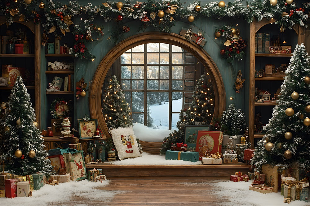 Sfondo Della Finestra Della Stanza Delle Scatole Regalo Di Natale RR8-107
