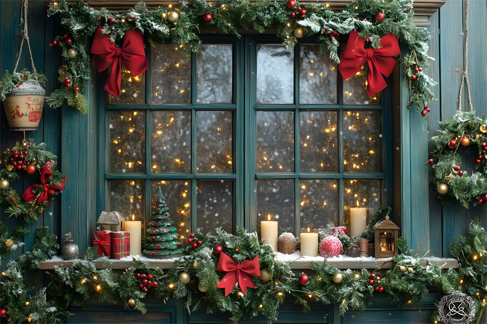Sfondo Della Finestra Delle Luci Della Ghirlanda Di Natale RR8-110