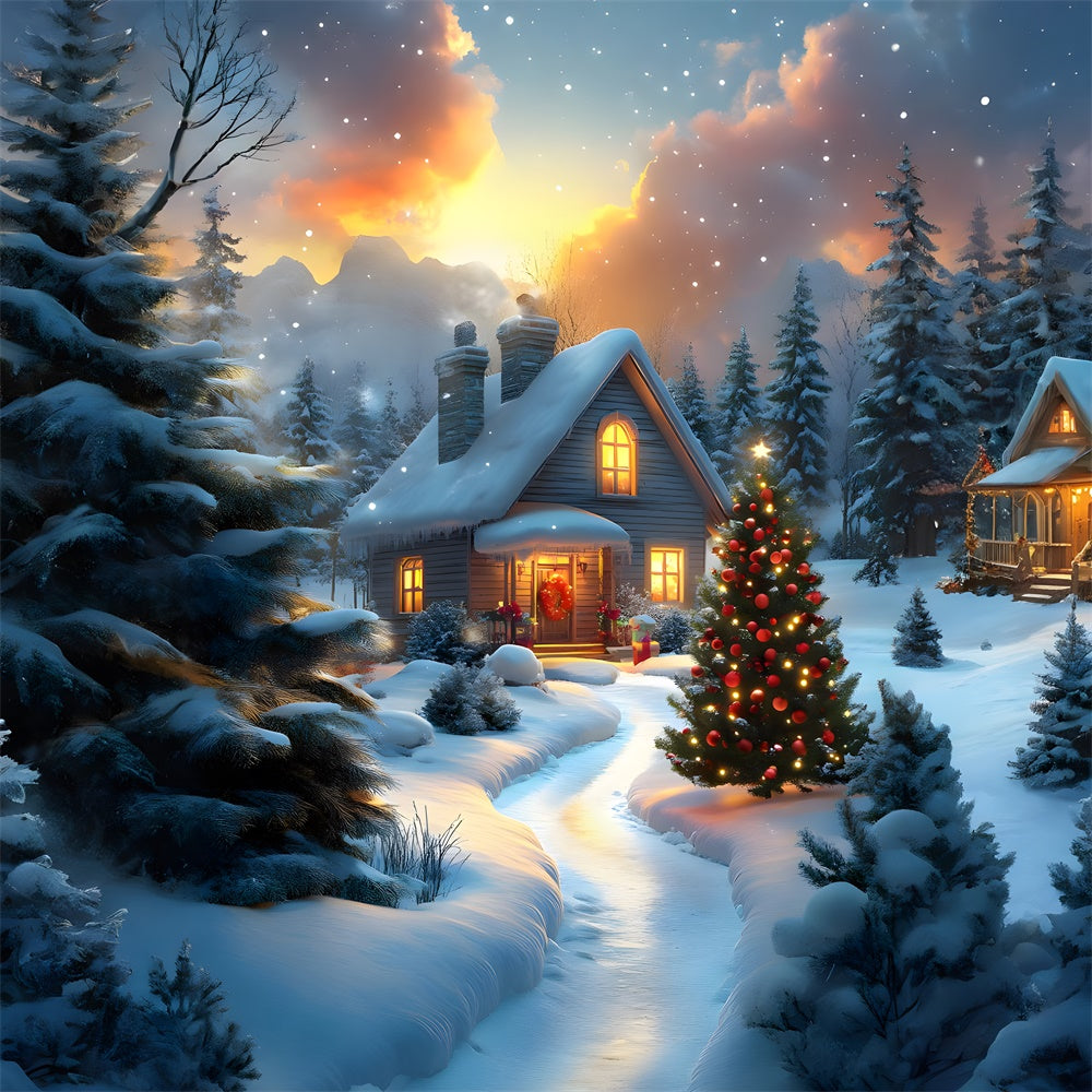 Sfondo Di Alberi Di Natale Innevati RR8-121