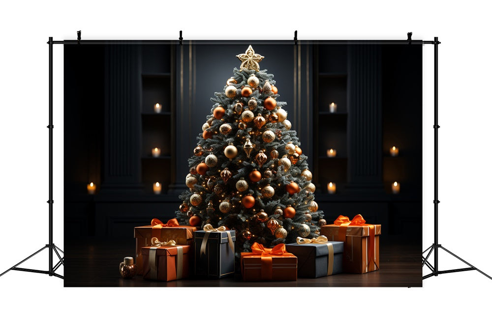 Sfondo A Lume Di Candela Per Albero Festivo Di Natale RR8-135